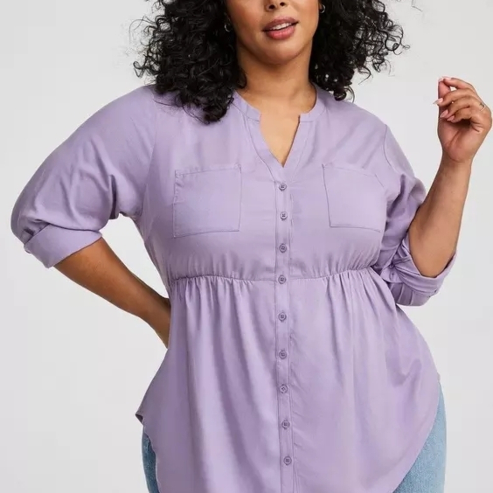 Torrid Light Purple Button-Up Blouse